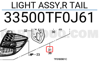 Honda 33500TF0J61 LIGHT ASSY,R TAIL