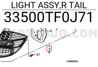 Honda 33500TF0J71 LIGHT ASSY,R TAIL
