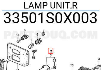Honda 33501S0X003 LAMP UNIT,R