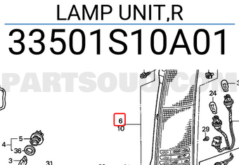 Honda 33501S10A01 LAMP UNIT,R