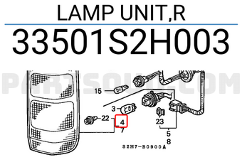 Honda 33501S2H003 LAMP UNIT,R