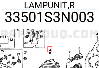 Honda 33501S3N003 LAMPUNIT,R