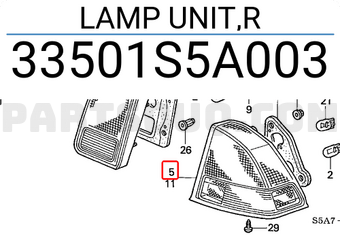Honda 33501S5A003 LAMP UNIT,R