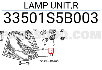Honda 33501S5B003 LAMP UNIT,R