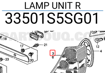 Honda 33501S5SG01 LAMP UNIT R