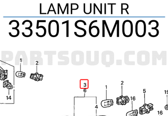 Honda 33501S6M003 LAMP UNIT R