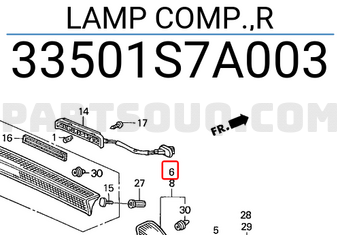 Honda 33501S7A003 LAMP COMP.,R