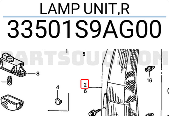 Honda 33501S9AG00 LAMP UNIT,R