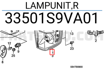 Honda 33501S9VA01 LAMPUNIT,R