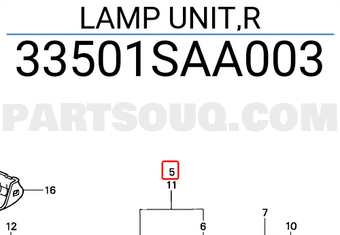 Honda 33501SAA003 LAMP UNIT,R