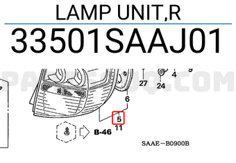 Honda 33501SAAJ01 LAMP UNIT,R