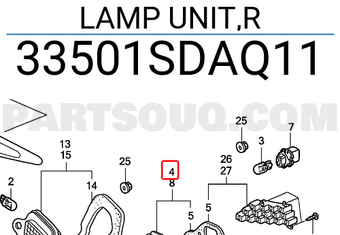 Honda 33501SDAQ11 LAMP UNIT,R
