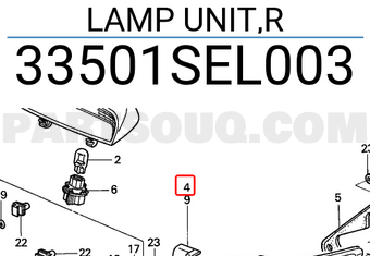 Honda 33501SEL003 LAMP UNIT,R