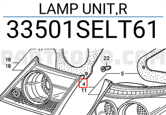 Honda 33501SELT61 LAMP UNIT,R