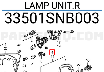 Honda 33501SNB003 LAMP UNIT,R