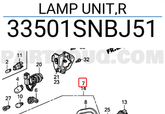 Honda 33501SNBJ51 LAMP UNIT,R