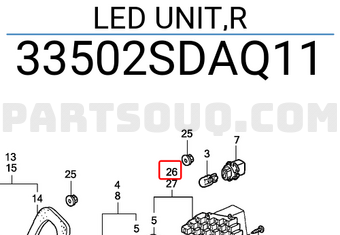 Honda 33502SDAQ11 LED UNIT,R
