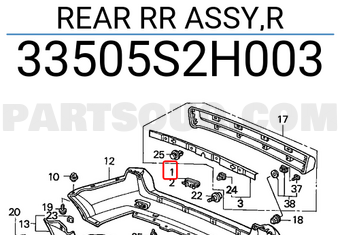 Honda 33505S2H003 REAR RR ASSY,R