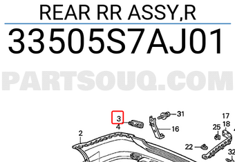 Honda 33505S7AJ01 REAR RR ASSY,R