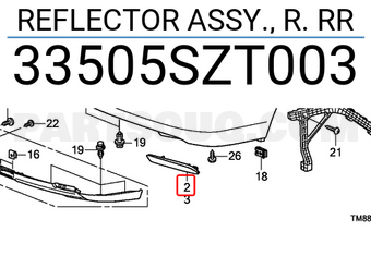 Honda 33505SZT003 REFLECTOR ASSY., R. RR