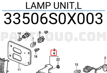 Honda 33506S0X003 LAMP UNIT,L