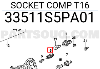 Honda 33511S5PA01 SOCKET COMP T16