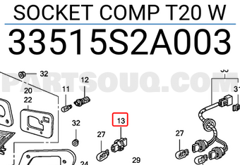 Honda 33515S2A003 SOCKET COMP T20 W