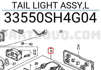 Honda 33550SH4G04 TAIL LIGHT ASSY,L