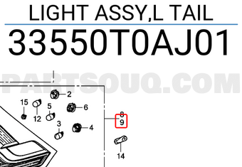 Honda 33550T0AJ01 LIGHT ASSY,L TAIL