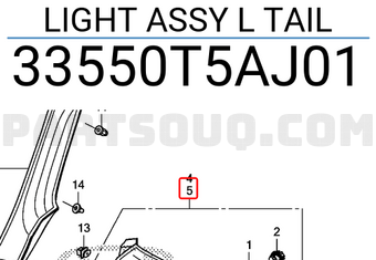 Honda 33550T5AJ01 LIGHT ASSY L TAIL