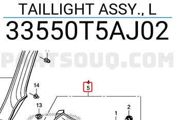 Honda 33550T5AJ02 TAILLIGHT ASSY., L