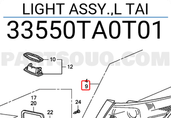 Honda 33550TA0T01 LIGHT ASSY.,L TAI