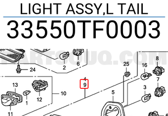 Honda 33550TF0003 LIGHT ASSY,L TAIL