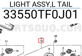 Honda 33550TF0J01 LIGHT ASSY,L TAIL