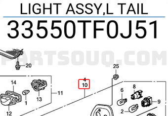 Honda 33550TF0J51 LIGHT ASSY,L TAIL