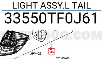 Honda 33550TF0J61 LIGHT ASSY,L TAIL