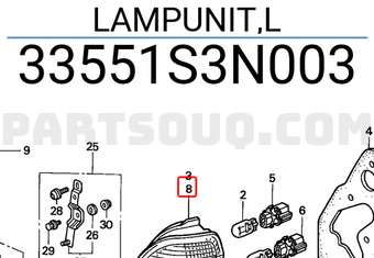 Honda 33551S3N003 LAMPUNIT,L