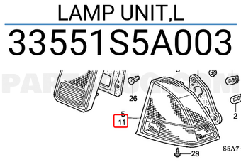 Honda 33551S5A003 LAMP UNIT,L