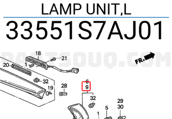 Honda 33551S7AJ01 LAMP UNIT,L