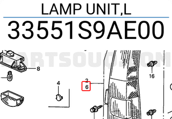 Honda 33551S9AE00 LAMP UNIT,L