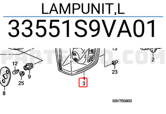 Honda 33551S9VA01 LAMPUNIT,L