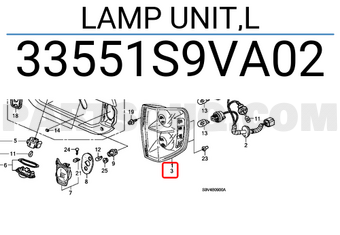 Honda 33551S9VA02 LAMP UNIT,L