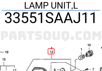 Honda 33551SAAJ11 LAMP UNIT,L