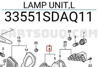 Honda 33551SDAQ11 LAMP UNIT,L