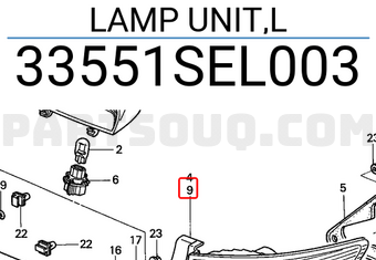 Honda 33551SEL003 LAMP UNIT,L