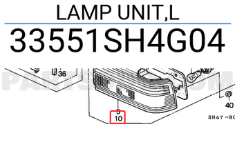 Honda 33551SH4G04 LAMP UNIT,L