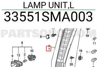 Honda 33551SMA003 LAMP UNIT,L