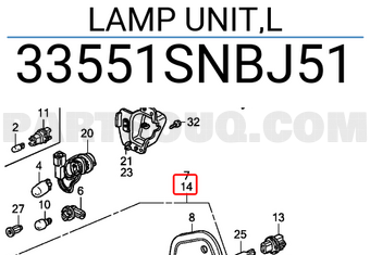 Honda 33551SNBJ51 LAMP UNIT,L