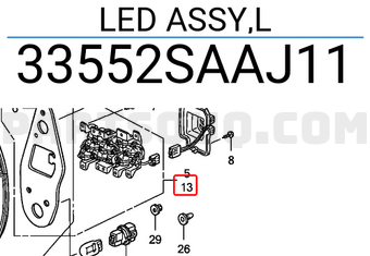 Honda 33552SAAJ11 LED ASSY,L