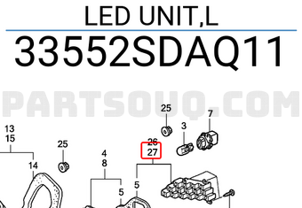 Honda 33552SDAQ11 LED UNIT,L